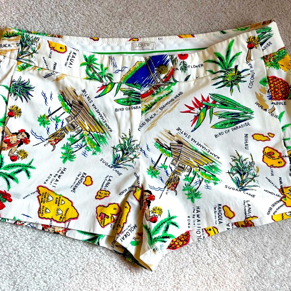 J. Crew Cream Tropical Print Women's Shorts